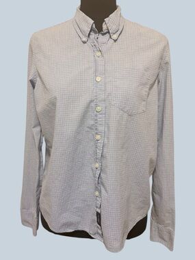 Vintage Abercrombie & Fitch Light Blue and White Check Button-Down Shirt